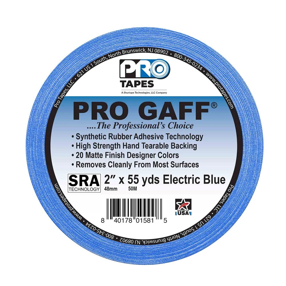 Pro Tapes Gaff 2x55yds Electric Blue Cloth Tape 1 Pro Tapes Gaff 2x55yds Electric Blue Cloth Tape