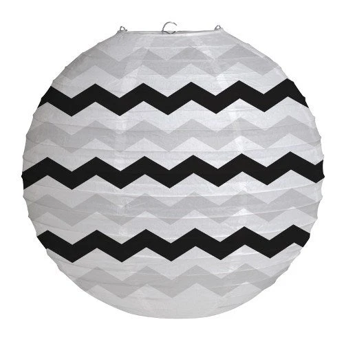 Black Chevron Lantern 12in Round 1 Black Chevron Lantern 12in Round