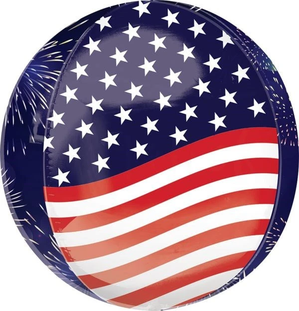 Anagram Stars, Stripes & Fireworks 16in ORBZ Balloon 1 Anagram Stars, Stripes & Fireworks 16in ORBZ Balloon