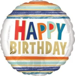 Anagram Happy Birthday Letters And Stripes 17in Foil Balloon