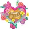 Anagram Happy Birthday Painted Flowers 27in Foil Balloon