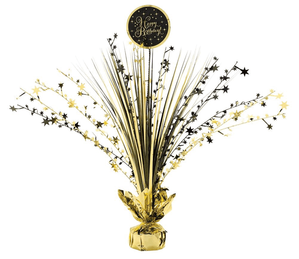 AMS Gold Birthday Spray Centerpiece 1ct 1 AMS Gold Birthday Spray Centerpiece 1ct