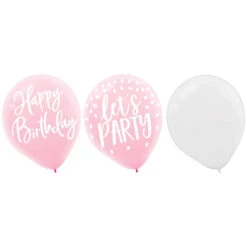 AMS Blush Birthday Latex Balloons 15ct