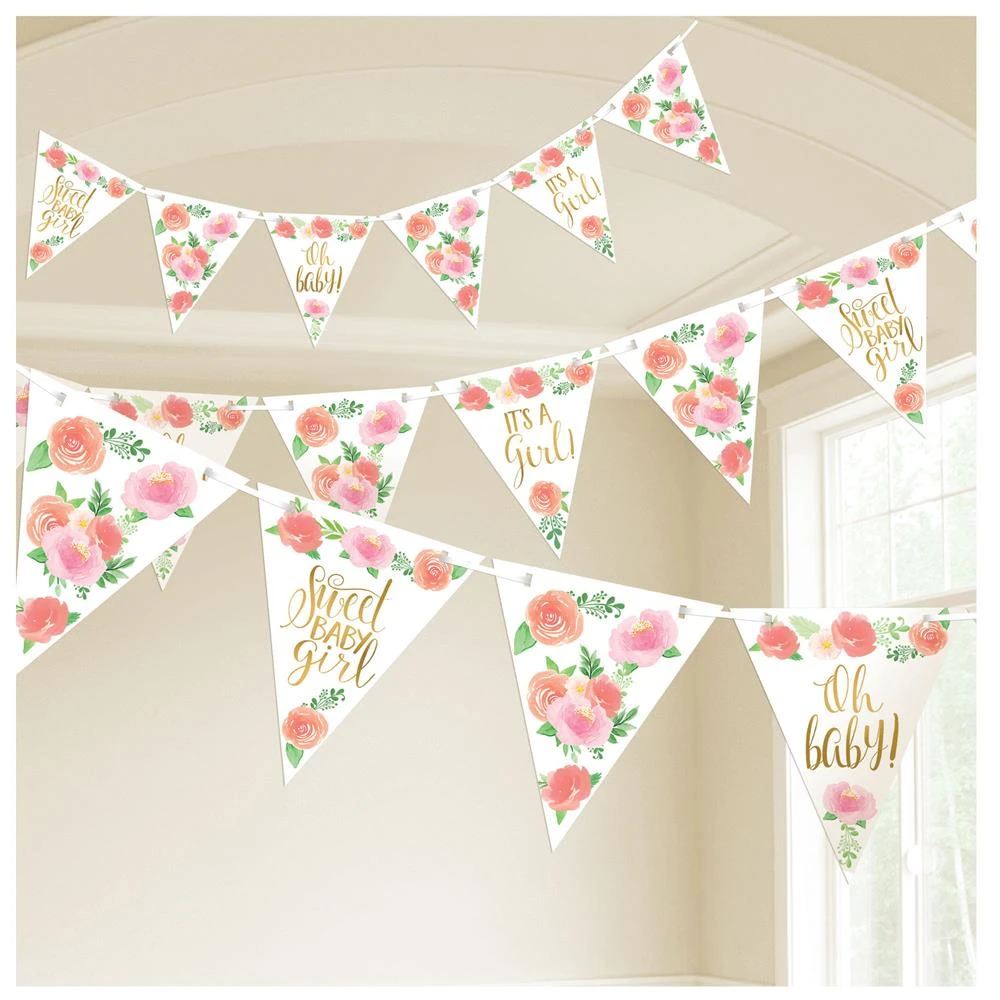 AMS Floral Baby Pennant Banner 1ct 1 AMS Floral Baby Pennant Banner 1ct