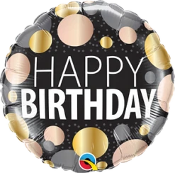 Qualatex 18 Inch Birthday Big Metallic Dots Foil Balloon 1ct