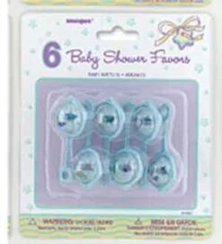 Blue Baby 2.5 Inch Rattle Favors 6ct