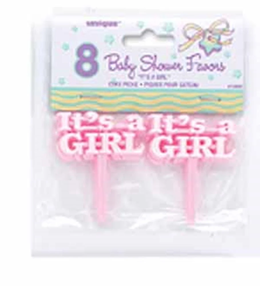Its A Girl Pink Cake Picks, 8ct 1 Its A Girl Pink Cake Picks, 8ct
