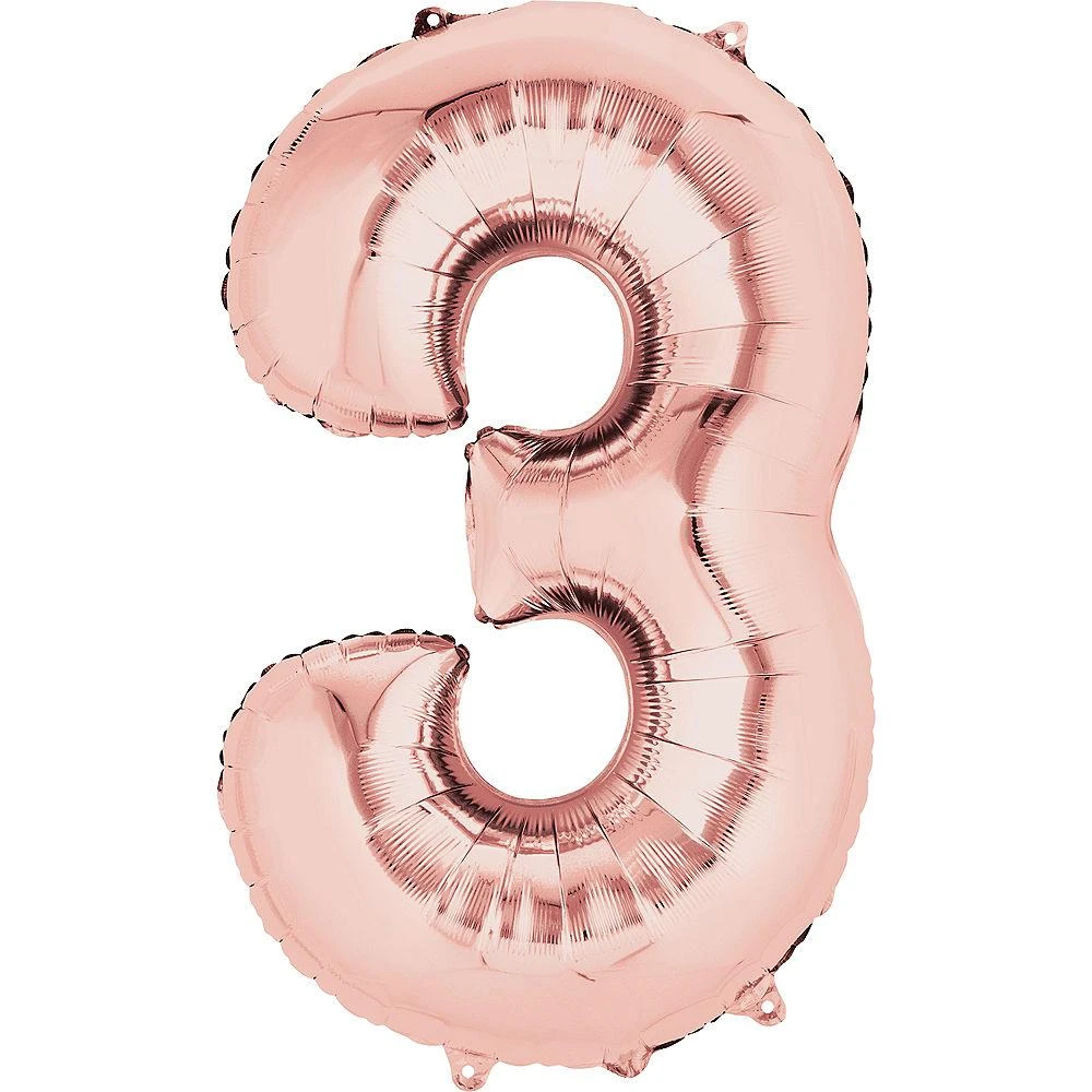 Jumbo Foil Number Balloon 34in Rose Gold-3 1 Jumbo Foil Number Balloon 34in Rose Gold-3