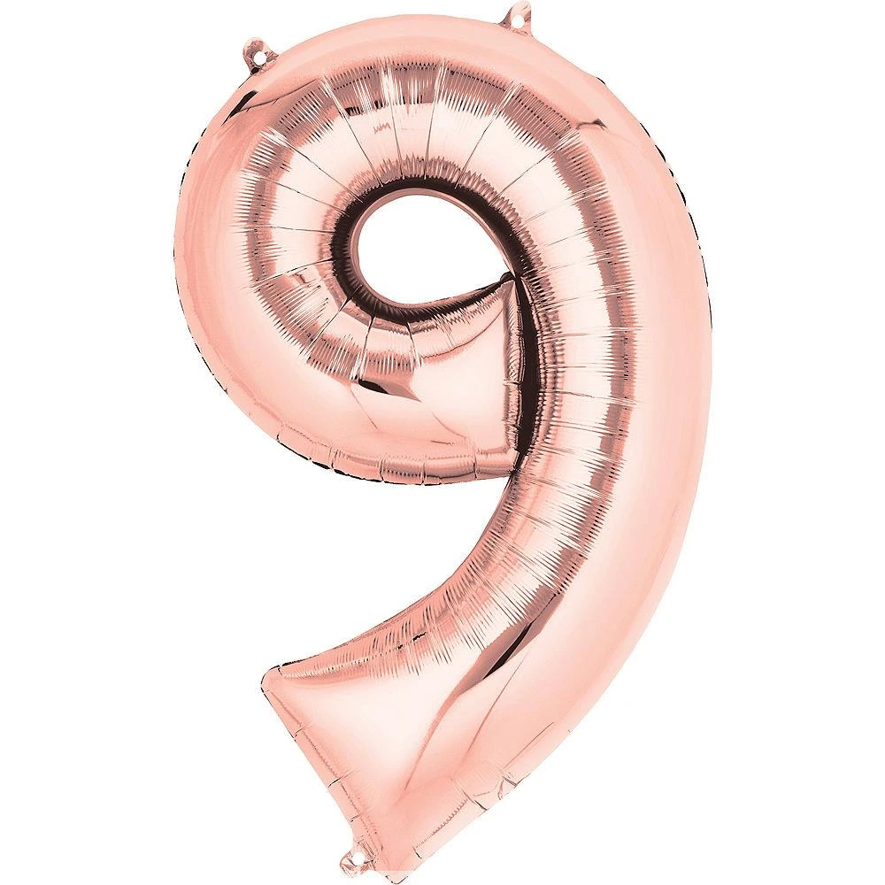 Jumbo Foil Number Balloon 34in Rose Gold-9 1 Jumbo Foil Number Balloon 34in Rose Gold-9