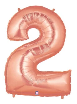 Betallic Number 2 Rose Gold 34 Inch Shaped Foil Balloon Packaged 1ct