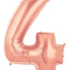 Betallic Number 4 Rose Gold 34 Inch Shaped Foil Balloon Packaged 1ct