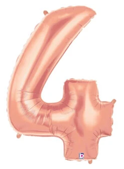 Betallic Number 4 Rose Gold 34 Inch Shaped Foil Balloon Packaged 1ct