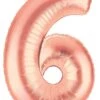Betallic Number 6 Rose Gold 34 Inch Shaped Foil Balloon Packaged 1ct -Toy World 15846RGPBET