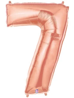 Betallic Number 7 Rose Gold 34 Inch Shaped Foil Balloon Packaged 1ct