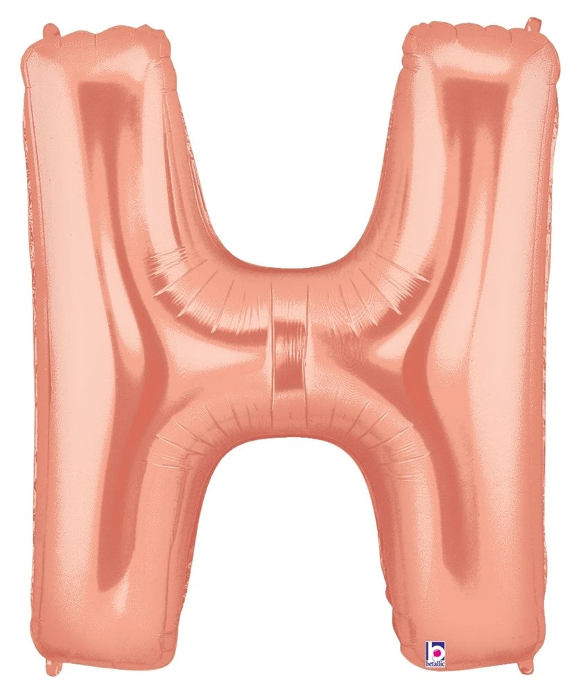 Betallic H Rose Gold 34 Inch Shaped Foil Balloon Polybagged 1ct 1 Betallic H Rose Gold 34 Inch Shaped Foil Balloon Polybagged 1ct
