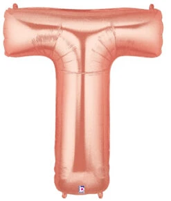Betallic Letter T Rose Gold 34 Inch Shaped Foil Balloon Packaged 1ct
