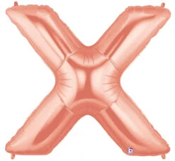 Betallic Letter X Rose Gold 34 Inch Shaped Foil Balloon Packaged 1ct
