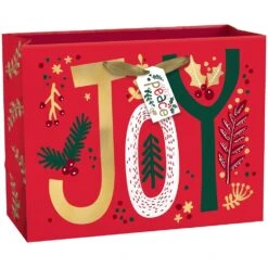 AMS Christmas Joy Medium Horizontal Bag With Gift Tag 1ct