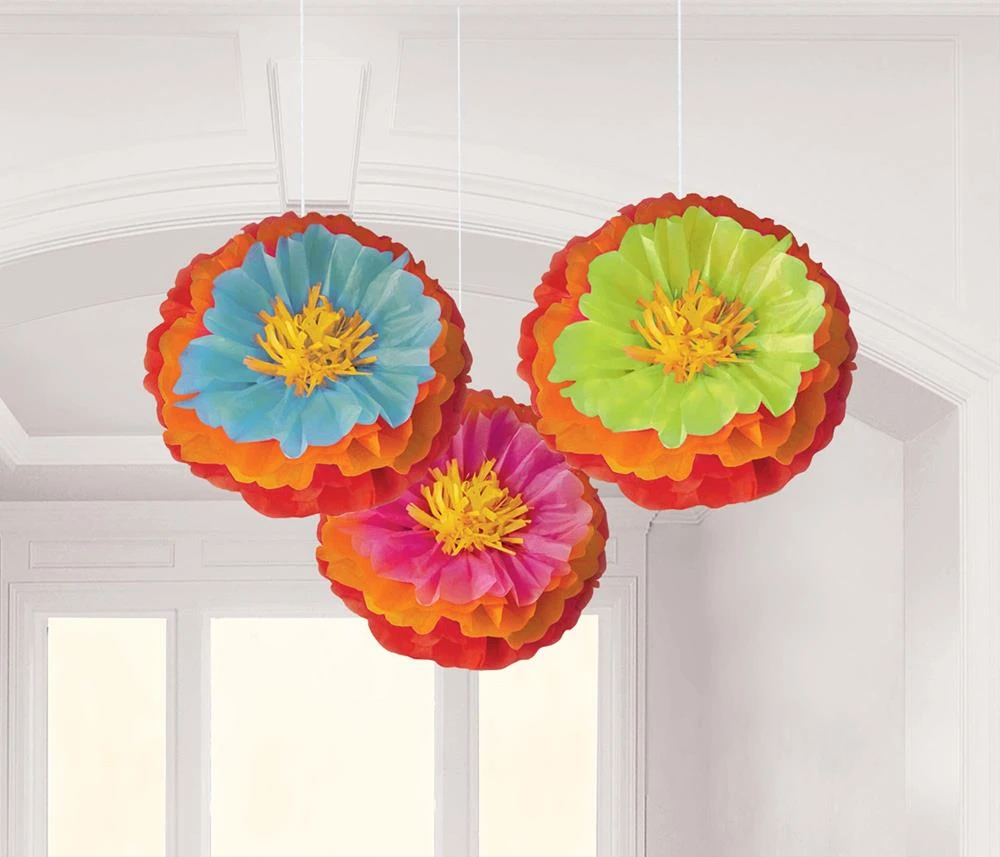 AMS Fiesta Fluffy Flower Decoration 3ct 1 AMS Fiesta Fluffy Flower Decoration 3ct