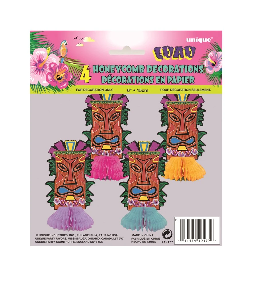 Luau Honeycomb Mini Totems 4ct 1 Luau Honeycomb Mini Totems 4ct