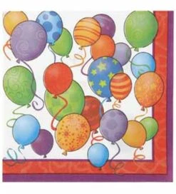 Disc-Birthday Balloon Napkin (L) 16ct