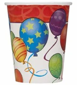 Disc-Birthday Balloon Cup 9oz 8ct