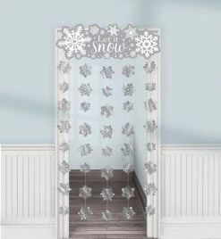 AMS Christmas Winter Doorway Curtain Let It Snow 1ct