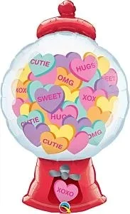 43 Inch Qualatex Hearts Gumball Machine Shape Foil Balloon