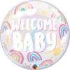 Qualatex 22 Inch Welcome Baby Rainbows Bubble Balloon 1ct -Toy World 24902