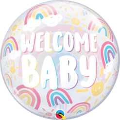 Qualatex 22 Inch Welcome Baby Rainbows Bubble Balloon 1ct