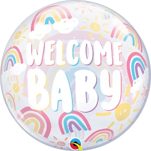 Qualatex 22 Inch Welcome Baby Rainbows Bubble Balloon 1ct 1 Qualatex 22 Inch Welcome Baby Rainbows Bubble Balloon 1ct