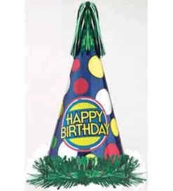 AMS Bright Birthday Foil Fringe Cone Hat