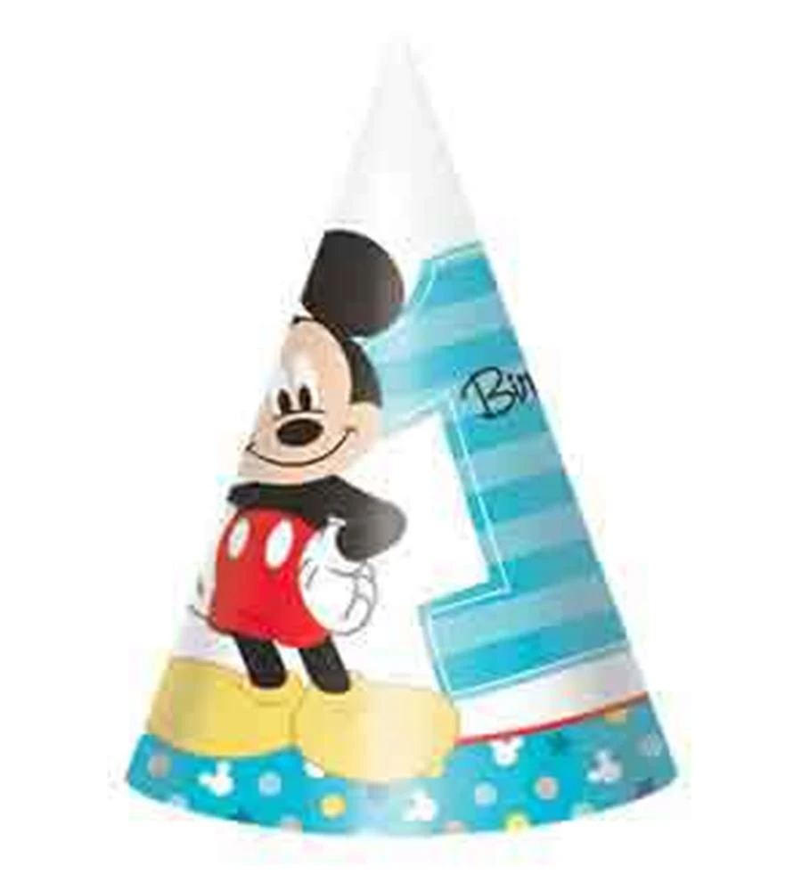 AMS Mickey Fun To Be One Cone Hat 8ct 1 AMS Mickey Fun To Be One Cone Hat 8ct