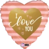 Betallic Rose Gold Stripes I Love You 18 Inch MAX Float Heart Balloon Packaged 1ct -Toy World 26071PBET