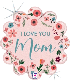 Betallic Mint Love You Mom 18 Inch Foil Holographic Balloon Packaged 1ct