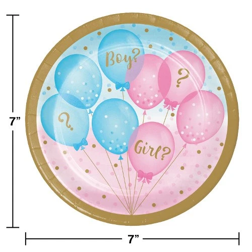 Gender Reveal Balloon Plate (L) 8ct 1 Gender Reveal Balloon Plate (L) 8ct