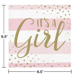 Girl Pink Gold Celebration Lunch Napkin 16ct
