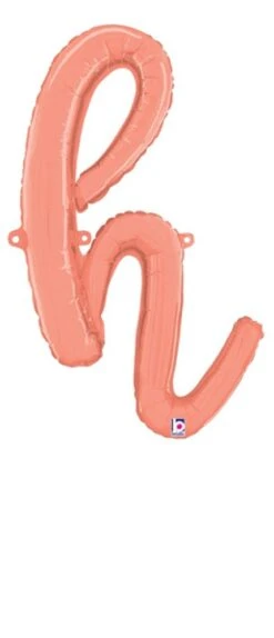 Betallic Script Letter "h" Rose Gold 22 Inch Air Filled Shaped Foil Balloon Packed W/straw 1ct