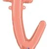 Betallic Script Letter "t" Rose Gold 18 Inch Air Filled Shaped Foil Balloon Packed W/straw 1ct