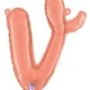 Betallic Script Letter "v" Rose Gold 10 Inch Air Filled Shaped Foil Balloon Packed W/straw 1ct