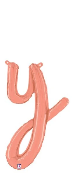 Betallic Script Letter "y" Rose Gold 19 Inch Air Filled Shaped Foil Balloon Packed W/straw 1ct