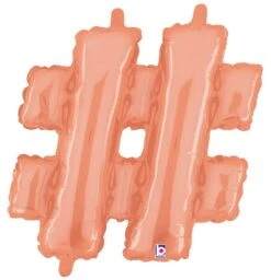 Betallic Hashtag Rose Gold 14 Inch Valved Air-Filled Shape 1ct