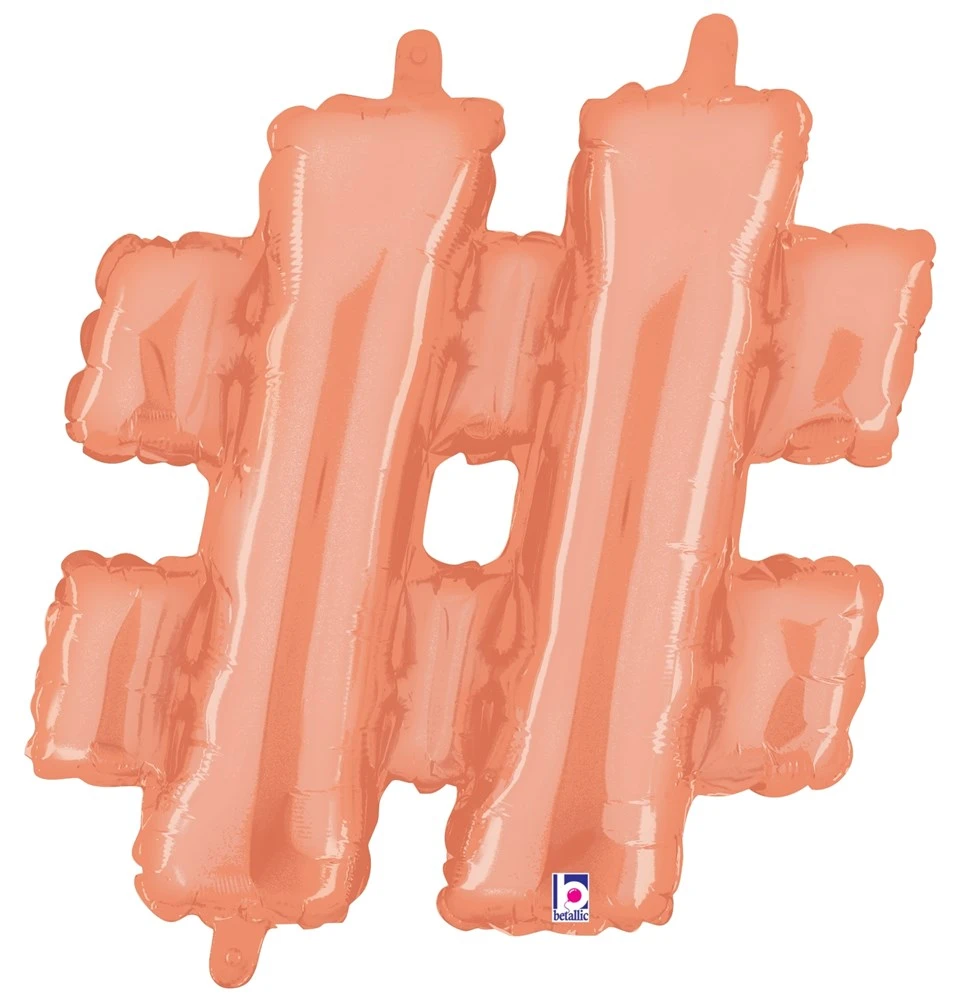 Betallic Hashtag Rose Gold 14 Inch Valved Air-Filled Shape 1ct 1 Betallic Hashtag Rose Gold 14 Inch Valved Air-Filled Shape 1ct