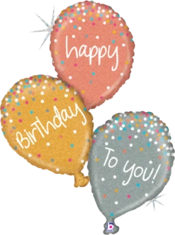 Betallic Rose Gold Birthday Balloons 32 Inch Glitter Holographic Shaped Foil Balloon Packaged 1ct