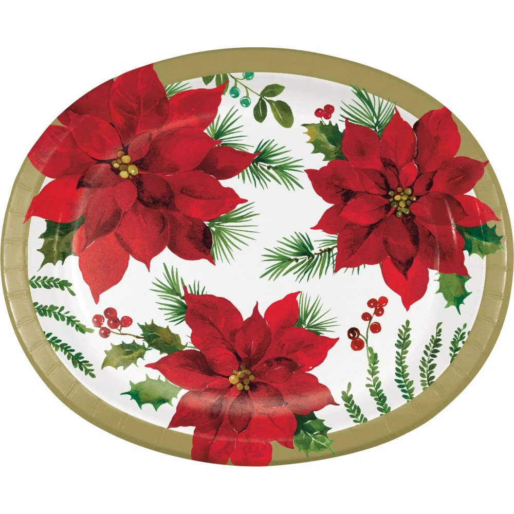 Posh Poinsettia Oval Platter 8ct 1 Posh Poinsettia Oval Platter 8ct