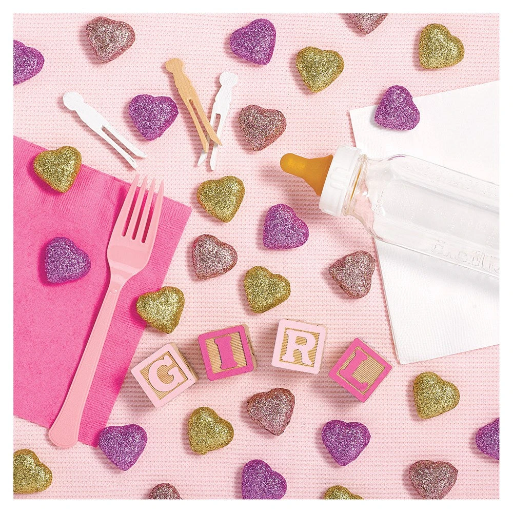 AMS Oh Baby Girl Glitter Foam Table Scatters 40ct 1 AMS Oh Baby Girl Glitter Foam Table Scatters 40ct