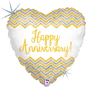 Betallic Chevron Anniversary 18 Inch Holographic Balloon Packaged 1ct 1 Betallic Chevron Anniversary 18 Inch Holographic Balloon Packaged 1ct