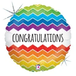 Betallic Chevron Congratulations 18 Inch Holographic Balloon 1ct
