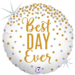 Betallic Glittering Best Day Ever 18 Inch Holographic Balloon Packaged 1ct