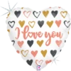 Betallic Rose Gold Hearts I Love You 18 Inch Glitter Holographic Balloon Packaged 1ct -Toy World 36754PBET